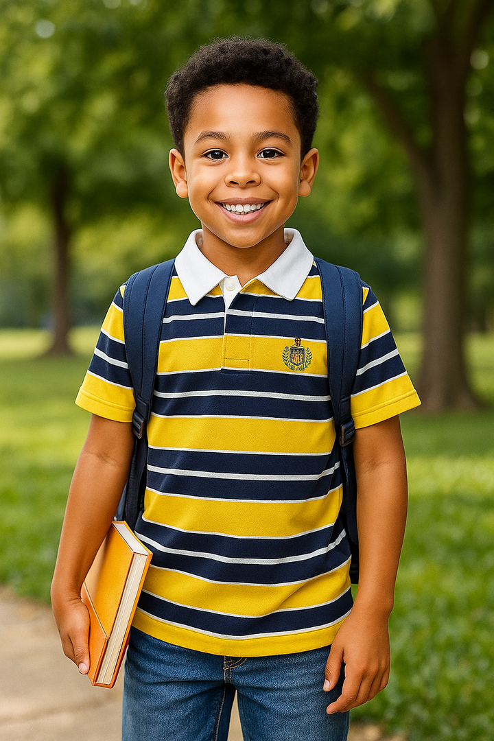 Pique Striper Kids’ Polo T-Shirt.