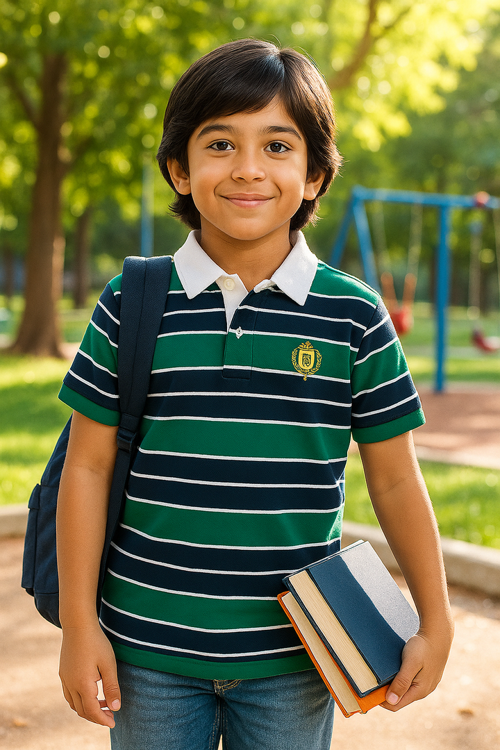 Pique Striper Kids’ Polo T-Shirt.