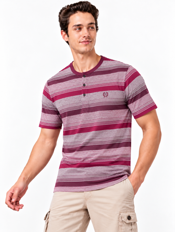 Men’s Jacquard Henley Neck T-Shirt