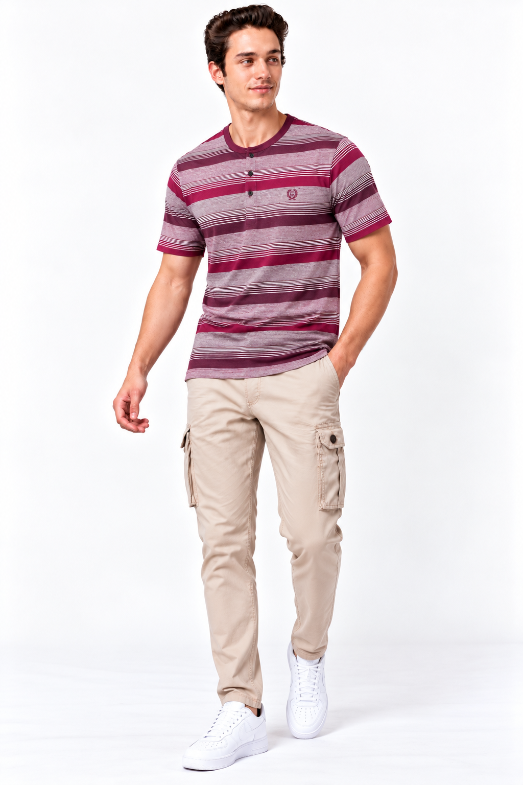 Men’s Jacquard Henley Neck T-Shirt