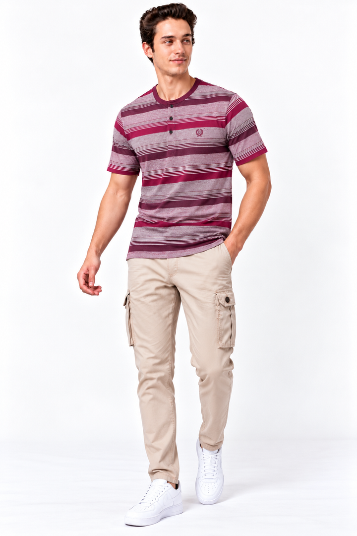 Men’s Jacquard Henley Neck T-Shirt