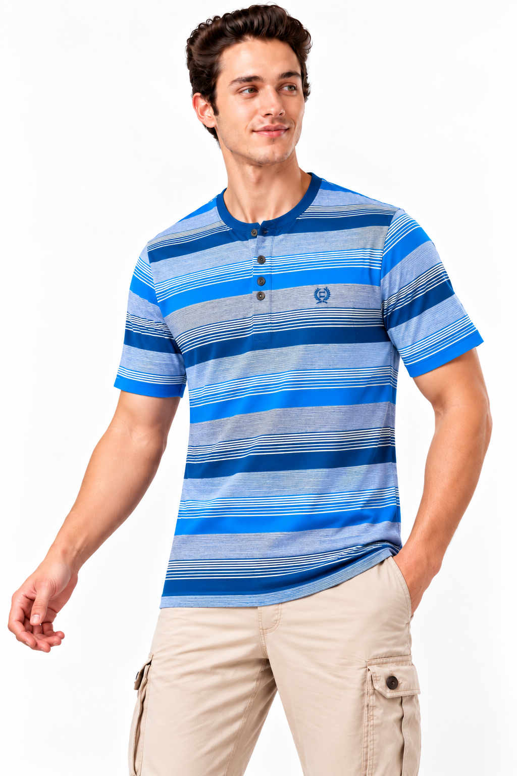 Men’s Jacquard Henley Neck T-Shirt