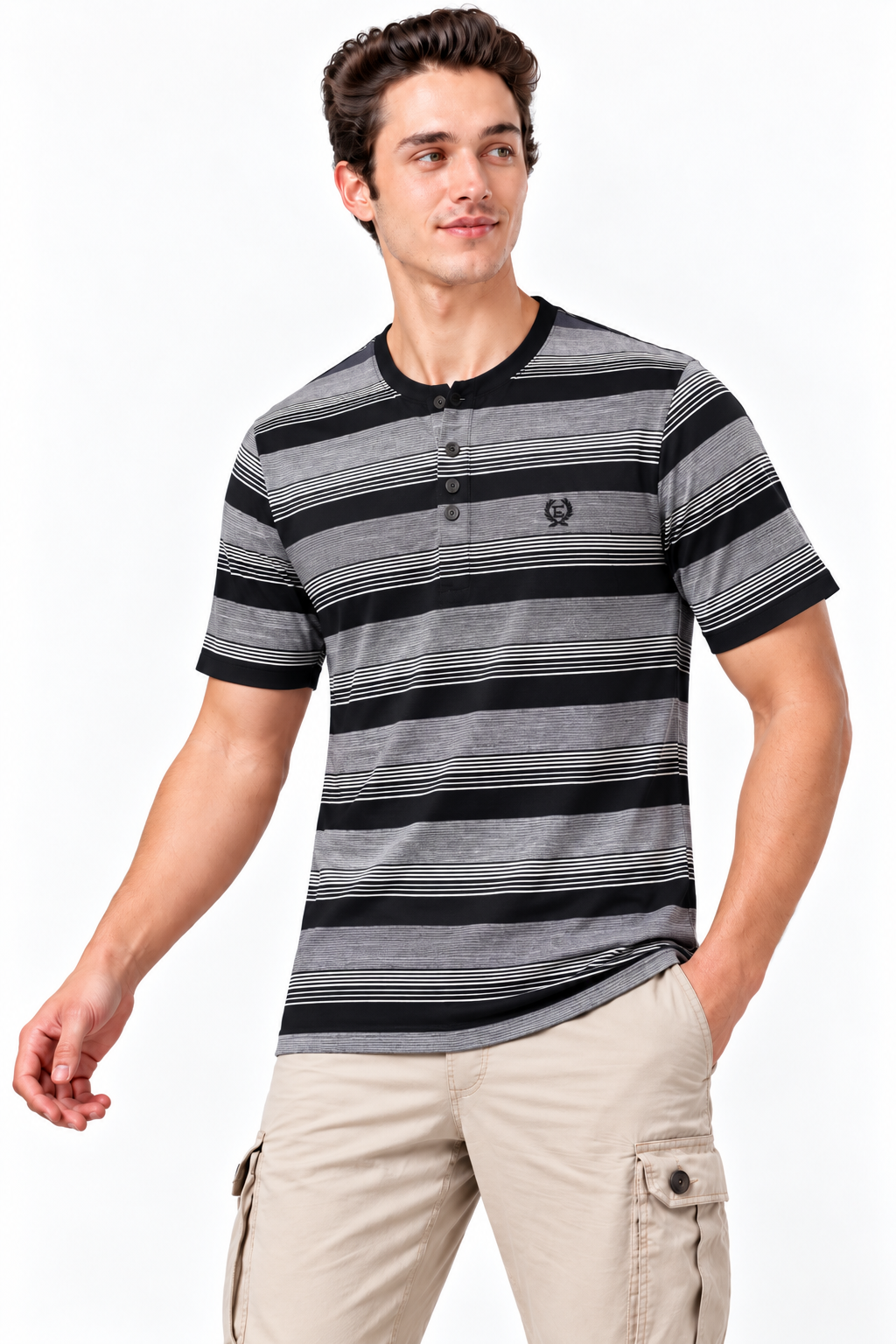 Men’s Jacquard Henley Neck T-Shirt