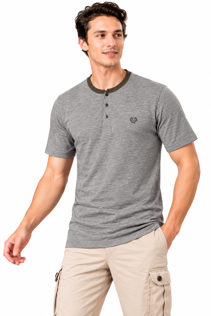 Men’s Solid Henley Neck T-Shirt