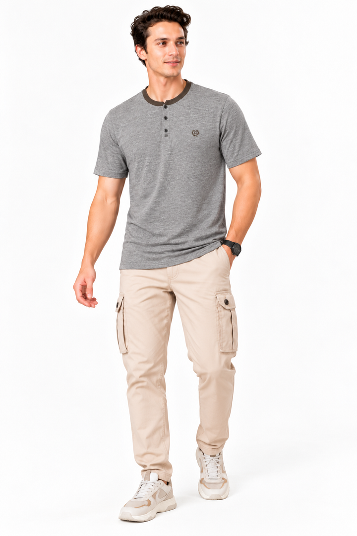 Men’s Solid Henley Neck T-Shirt