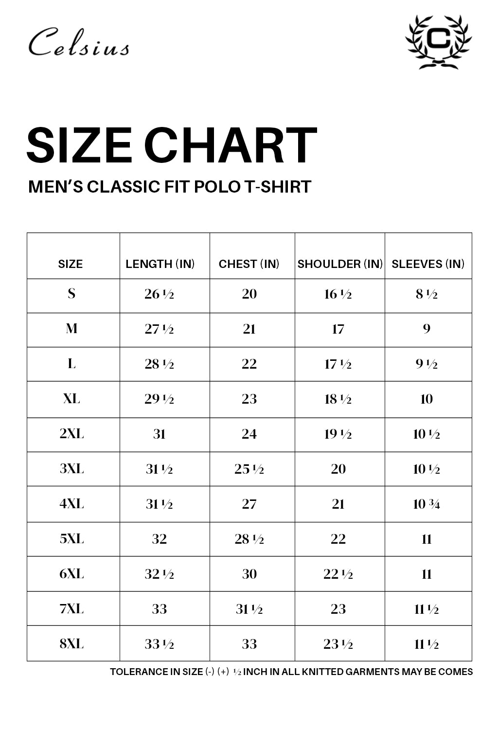 SIZE CHART