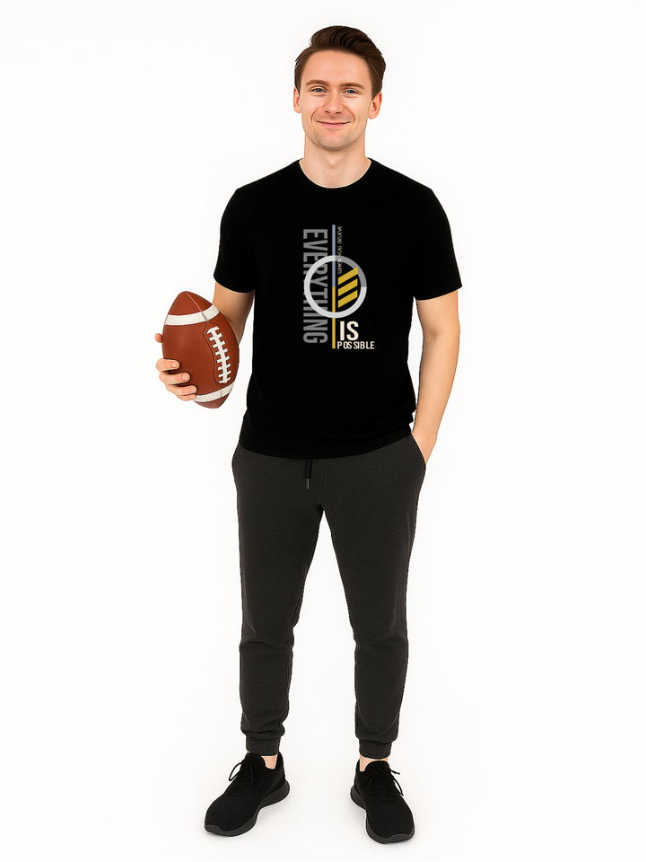Men’s Printed Round Neck T-Shirt – “Everything Is Possible” Motivational