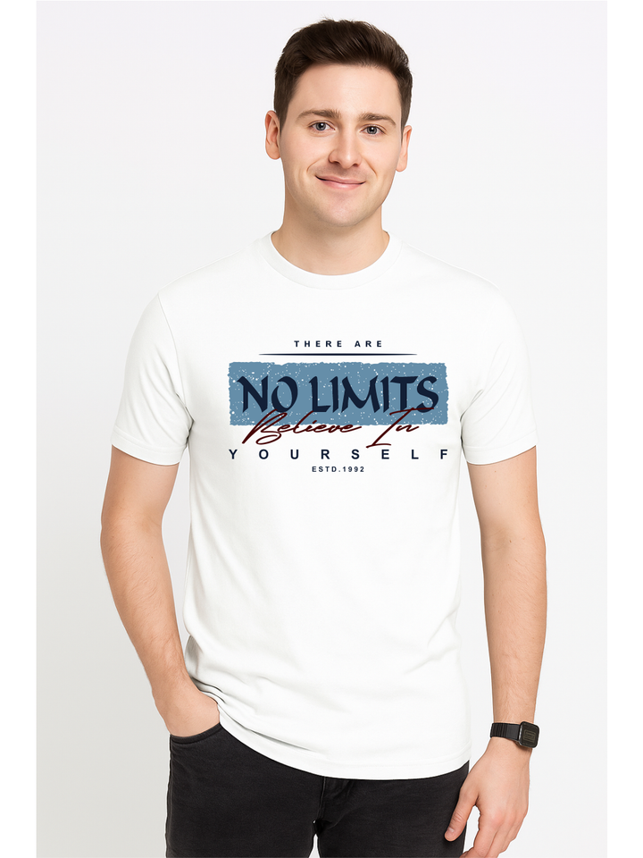 Men’s Round Neck Tee – “No Limits Believe In Yourself”