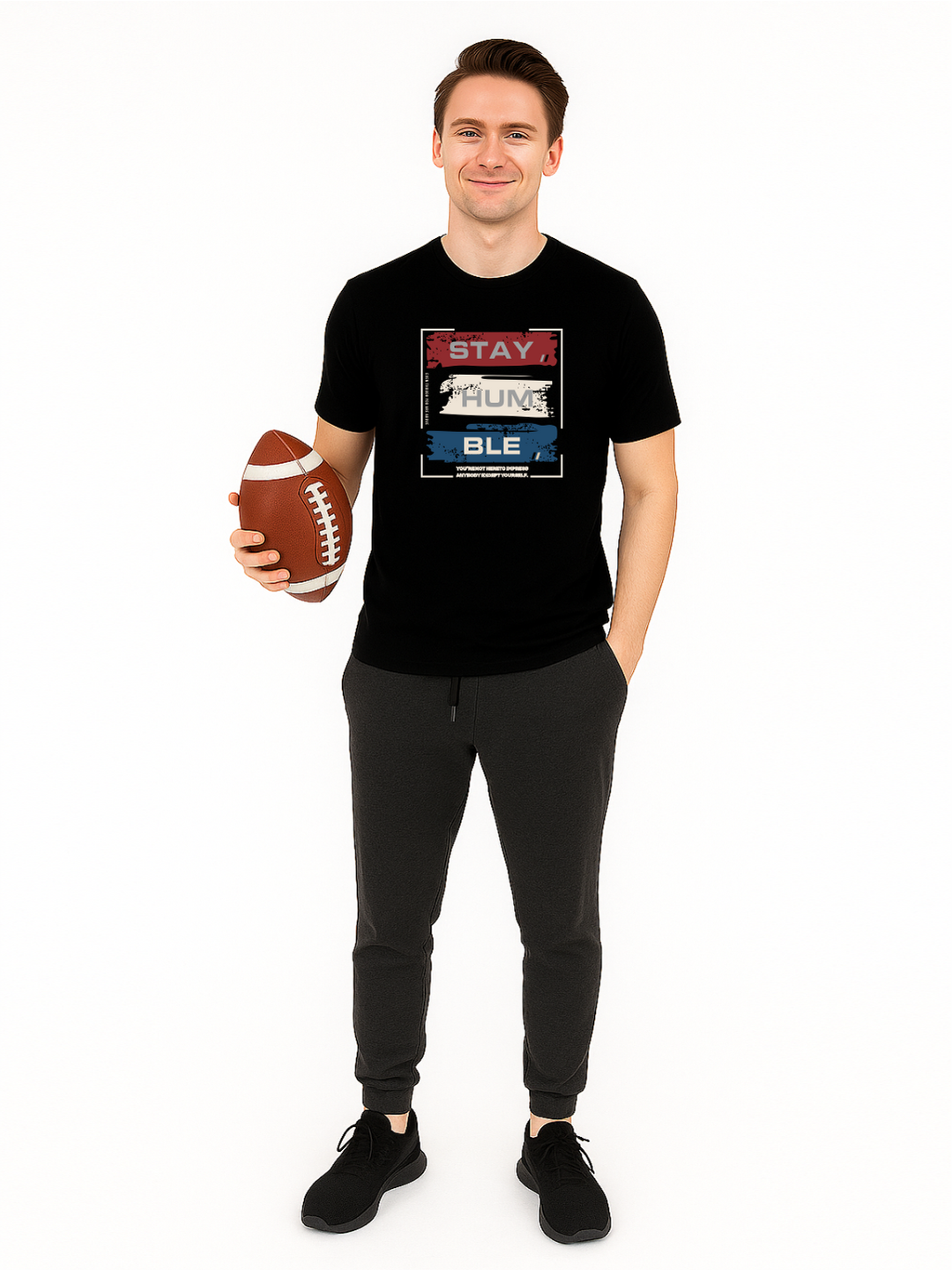 Men’s Printed Round Neck Tee - “Stay Humble”