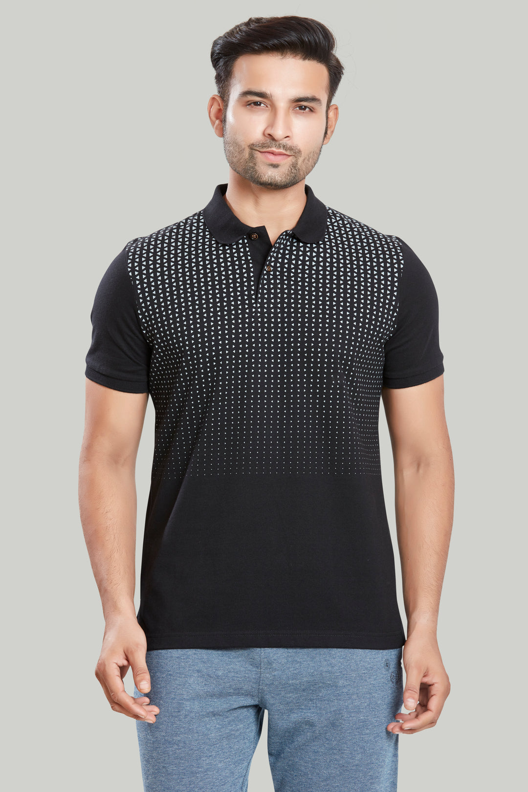 Jersey Triangle Print Polo T-Shirts