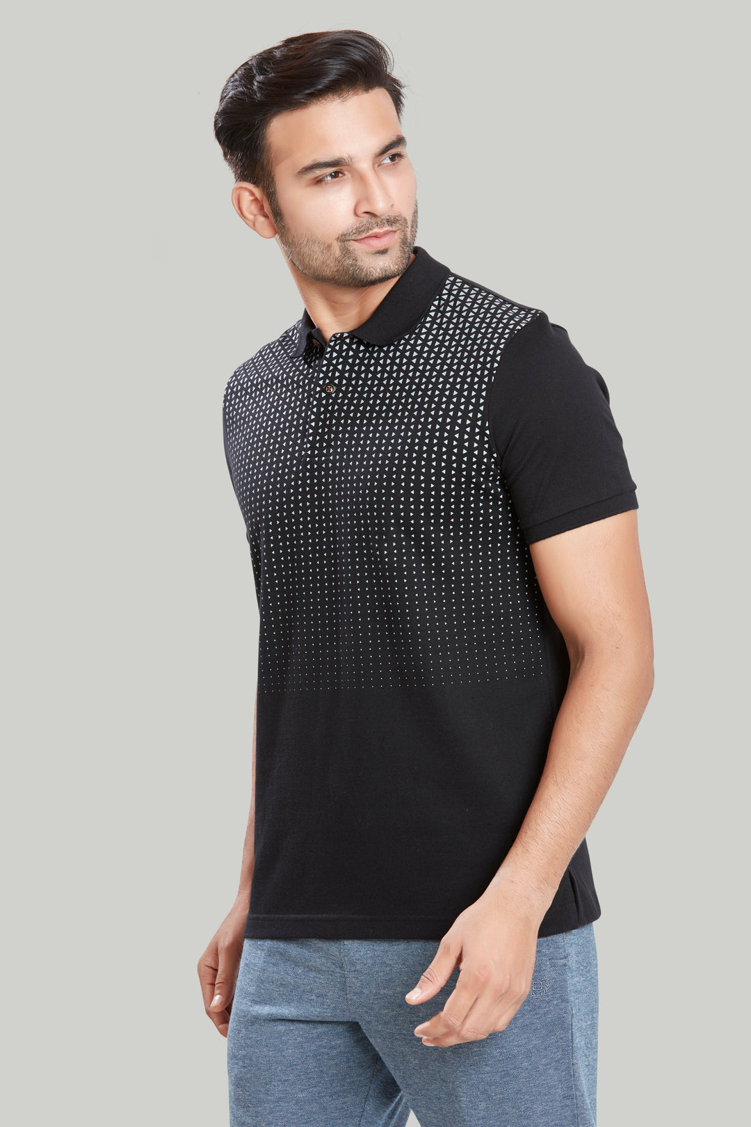 Jersey Triangle Print Polo T-Shirts